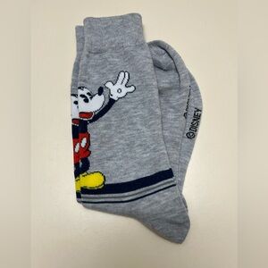 Disney Men's Gray Crew Socks with Mickey Mouse and Colorful Accents